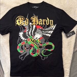 Ed Hardy Black and Red Short Sleeve Tee with Bold Graphic